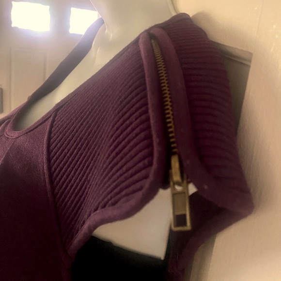 🍆SPENSE🍆 RUCHED CHEST RIBED SHOULDER ZIP CAP SLEEVE BACK SLIT SHEATH DRESS NWT - Picture 8 of 15